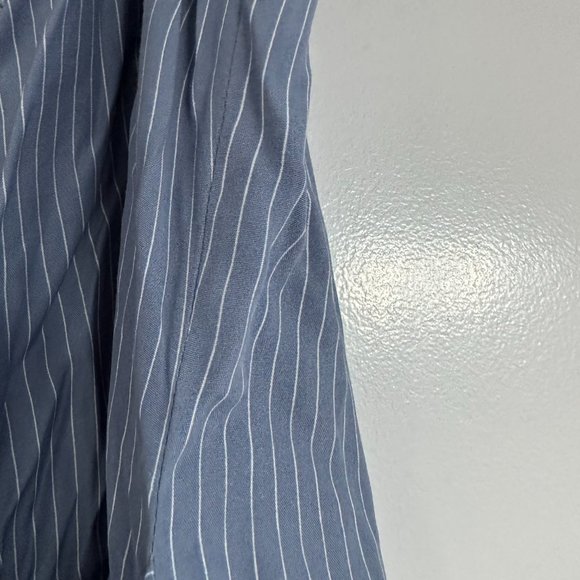 NWT Faithfull The Brand Kara Wrap Mini Dress V-neckline Sz M Oxford Blue Stripe - Picture 8 of 10